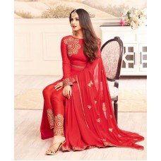 4601 RED MAISHA DESIGNER WEDDING WEAR SLIT STYLE DRESS